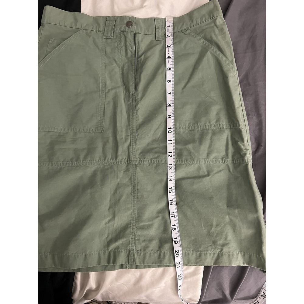 Woolrich Utility Midi Skirt Olive Green Size 6 Size Zipper Back Pockets - Picture 6 of 8